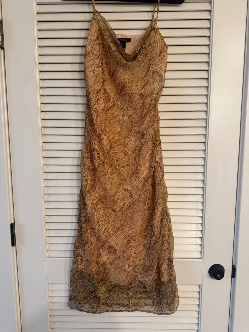 Slip Dress in Gold Paisley Print size medium